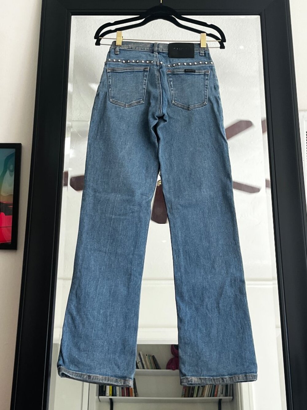 vintage gucci bootcut low waisted jeans with silver metallic paint size xs - Picture 6 of 6